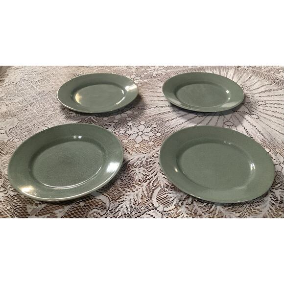 Set of 4 BIA Cordon Bleu Salad Plates Ancien Green Crackle Glaze - Picture 7 of 9